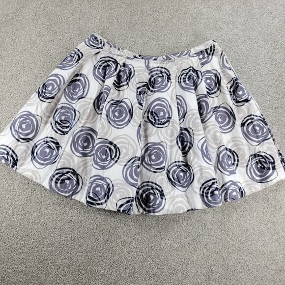 GAP Womens Skirt 16 White Blue Rosebud Abstract Swirl Pleated‎ Lined A-Line Mini - Picture 2 of 13